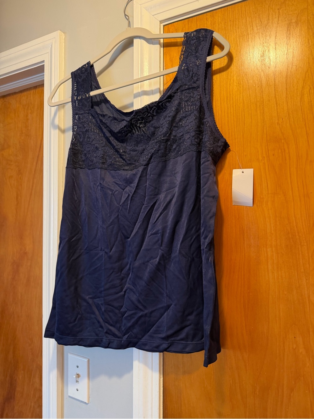 Cuddl Duds Navy Lace-Trim Camisole Tank
